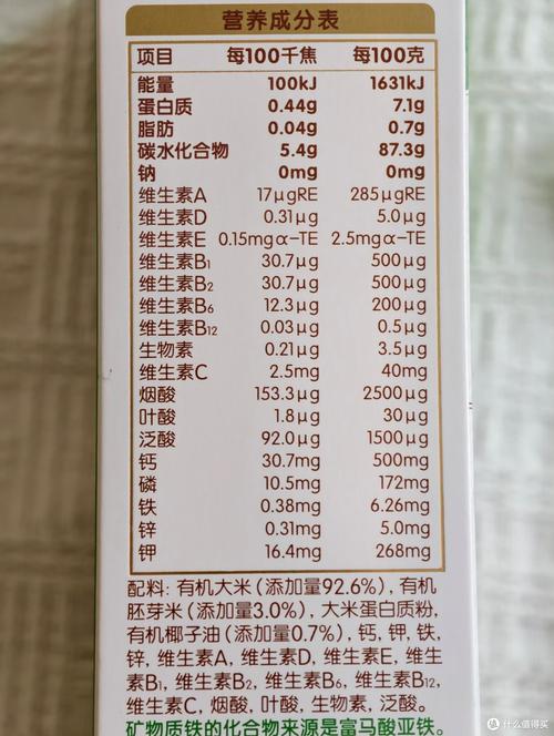 婴儿第一口米粉营养成分表实拍