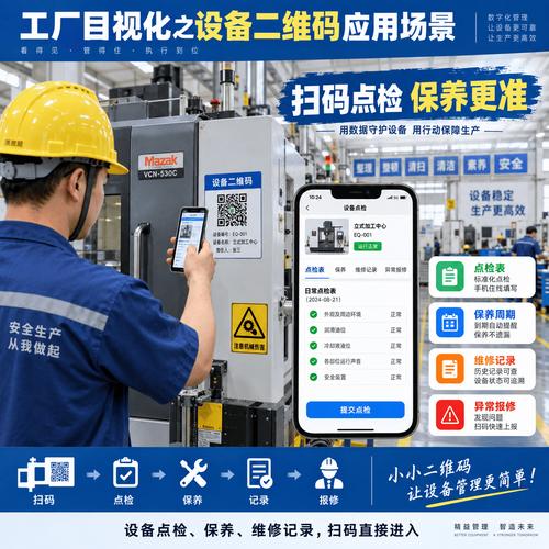 工厂工人扫码获取设备装配知识场景图