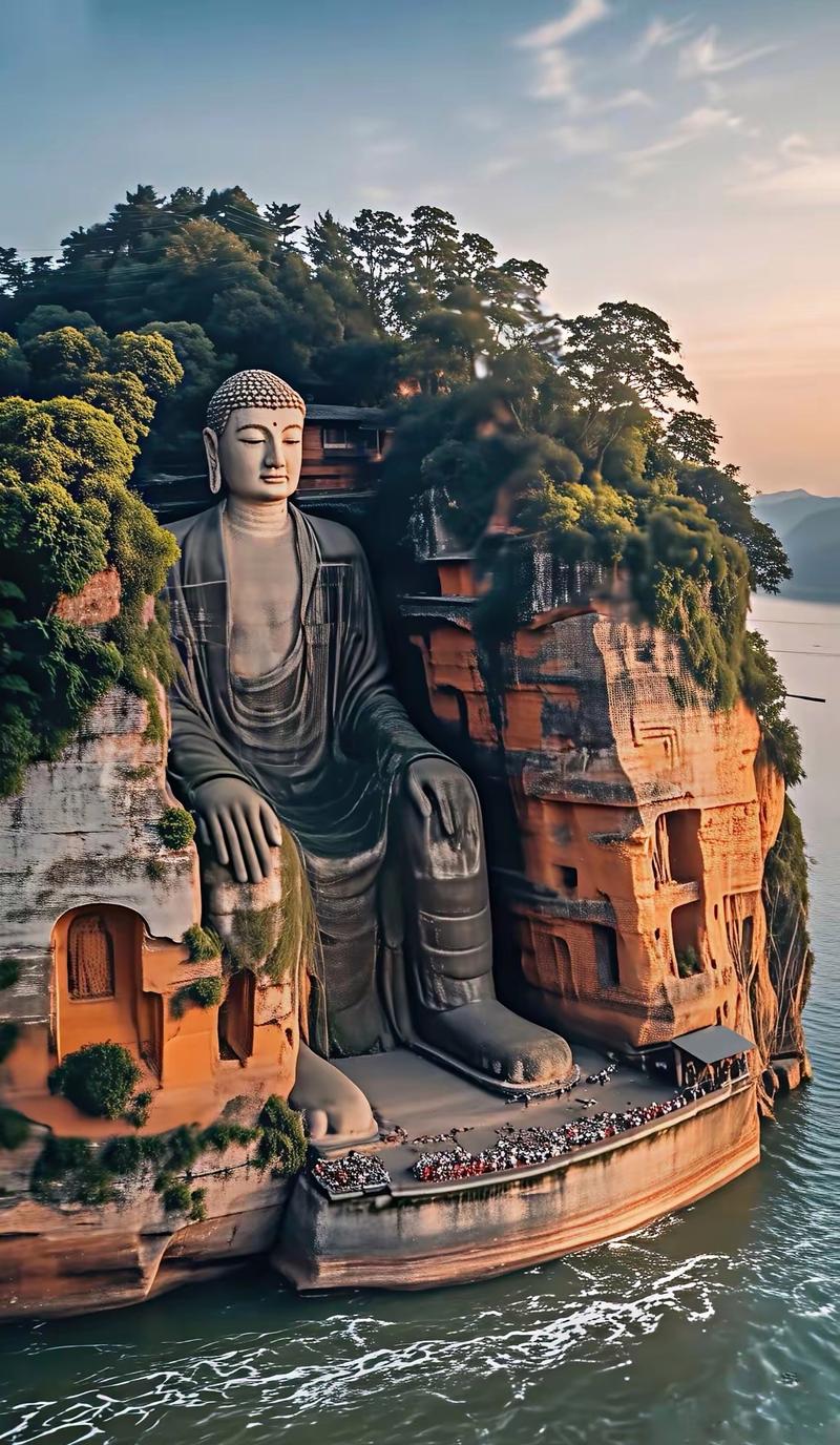 南漳大佛头村深山乐山大佛远景