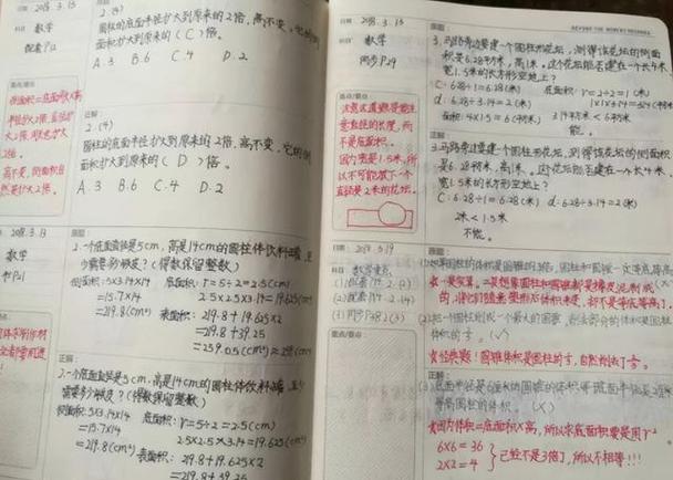 小学生彩色标注工整错题本实拍