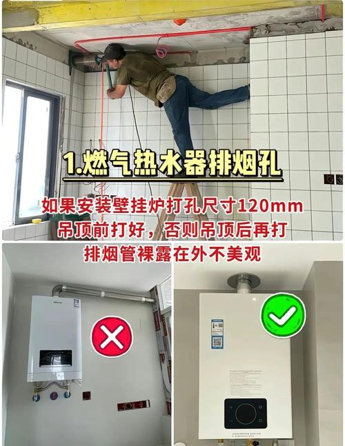 燃气热水器安装阶段打孔位置示意图