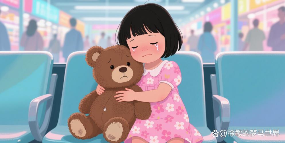 孩子珍惜地抚摸旧玩具熊