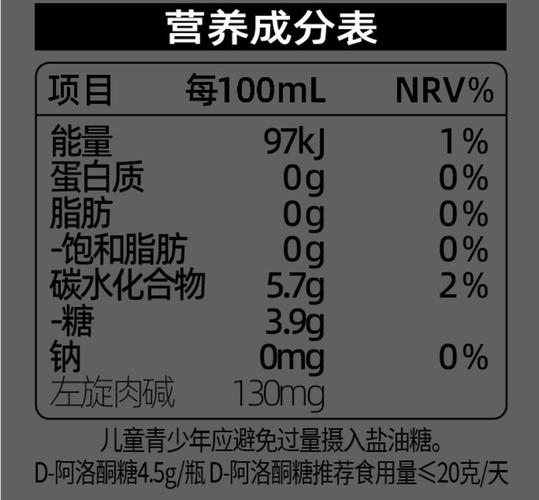 便利店冷藏柜食品营养成分表实拍