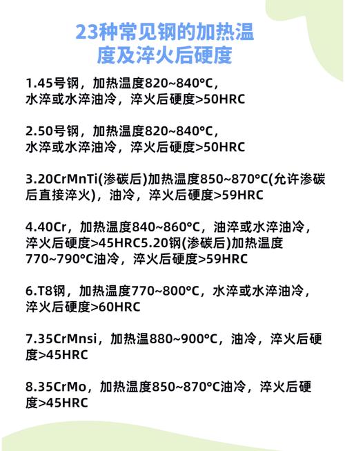 不同有效厚度钢件调质冷却参数表