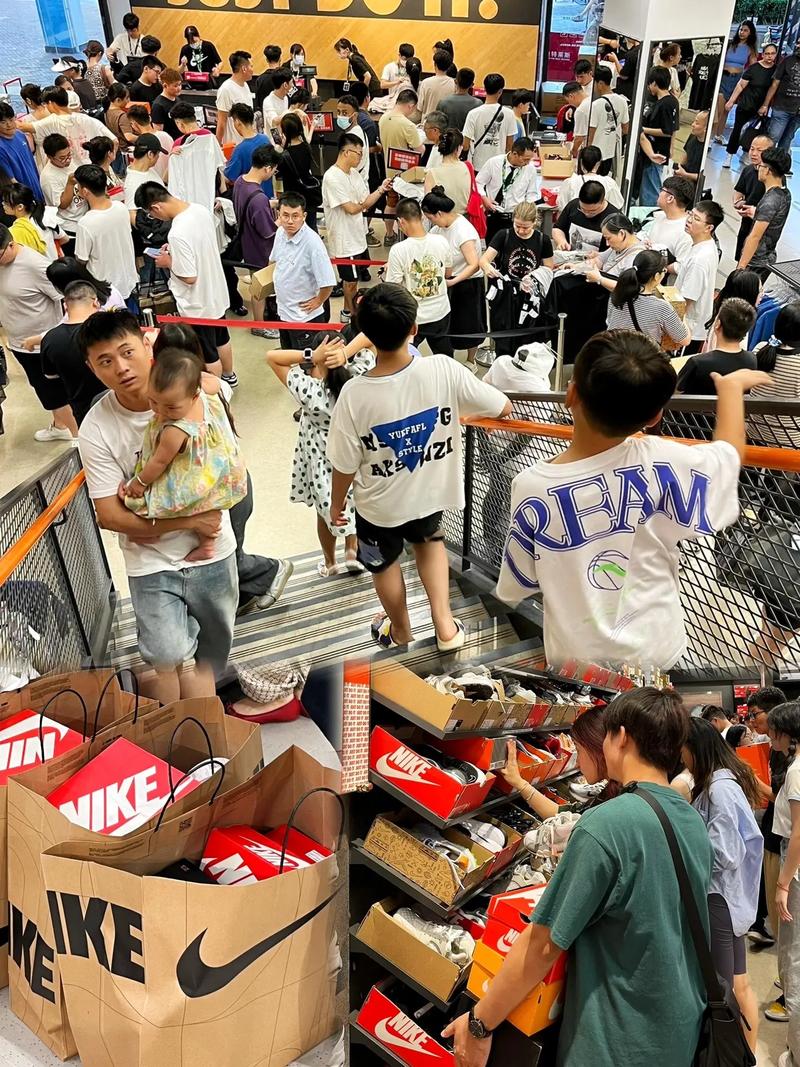 线下品牌店球鞋发售排队人群实拍