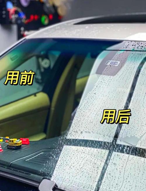 汽车前挡玻璃油膜泼水测试对比图