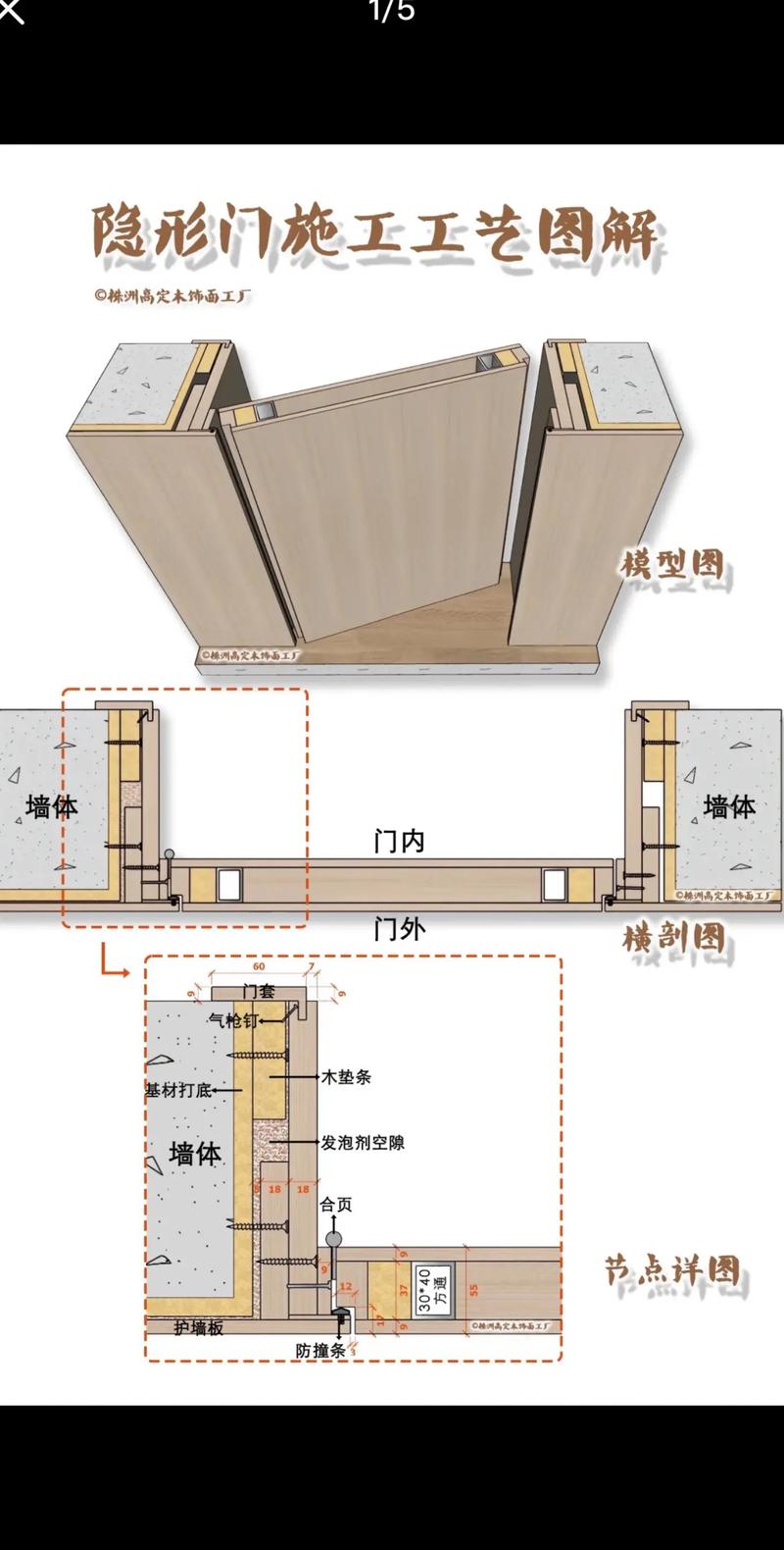 极窄门与地板收口节点实拍图