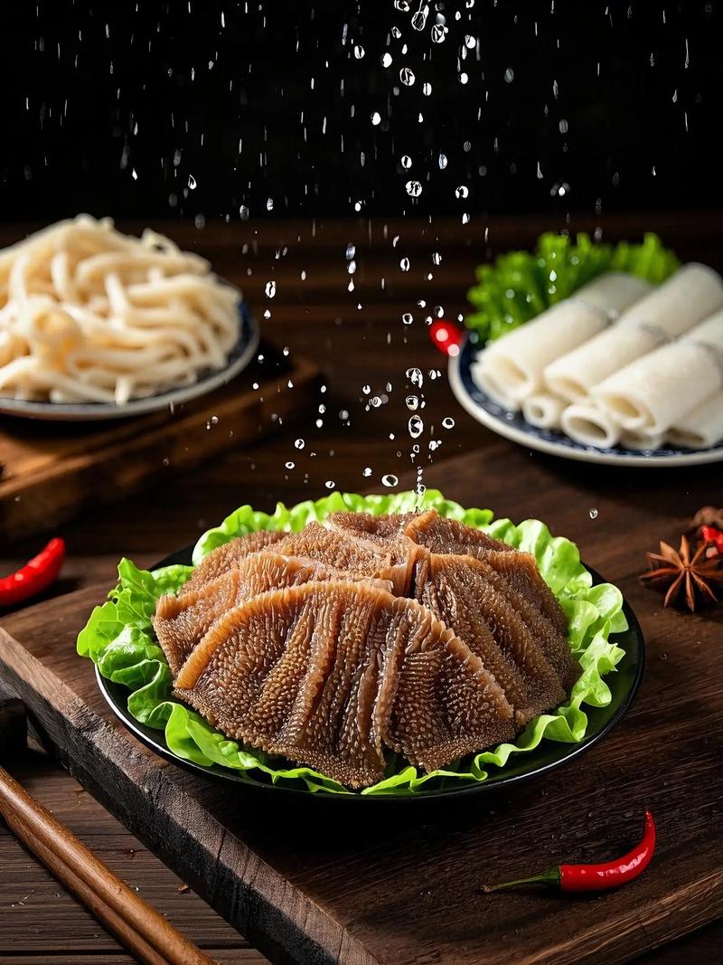 重庆老火锅涮毛肚诱人特写