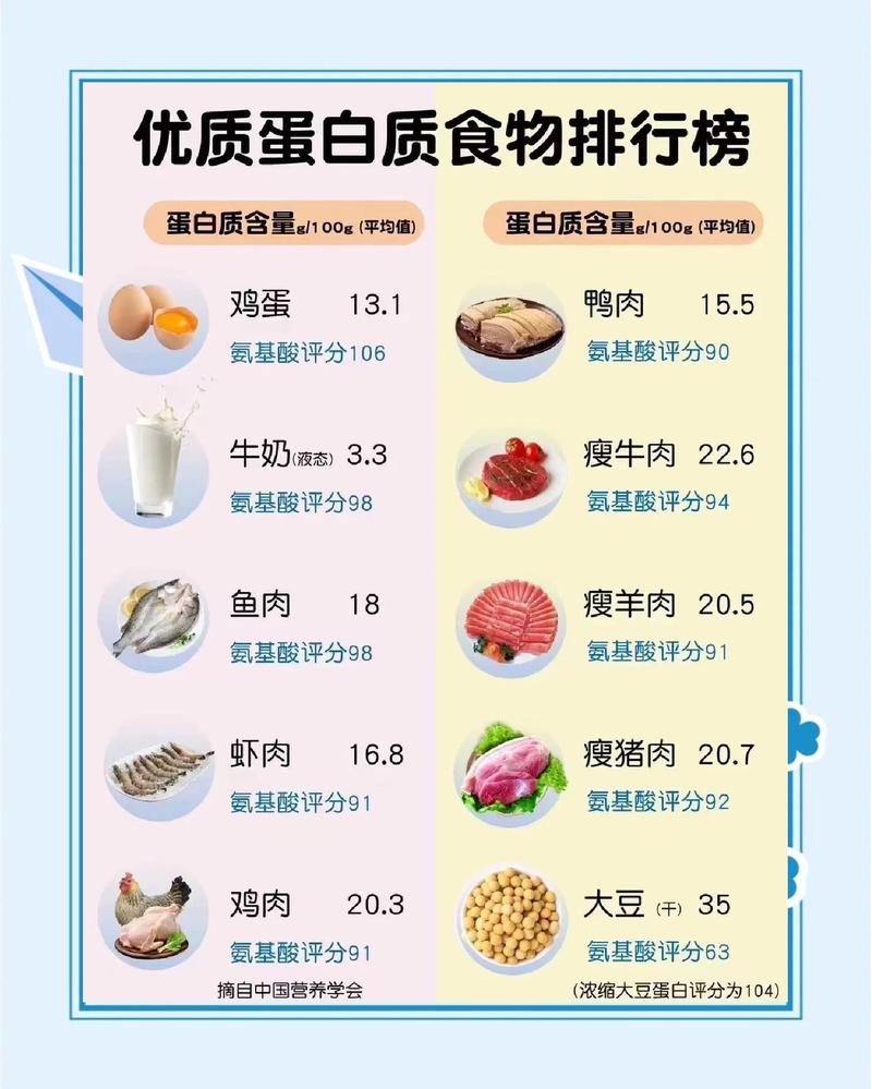 增肌每日蛋白质摄入食物换算表