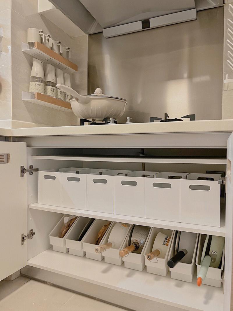 厨房锅具文件盒竖放收纳实拍