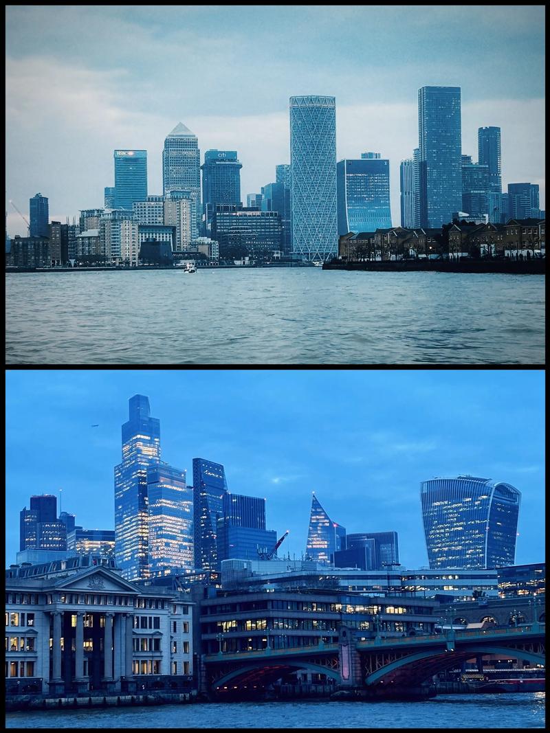 清晨蓝调时刻城市天际线色温变化图