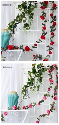 仿真花藤编容器角落装饰效果图