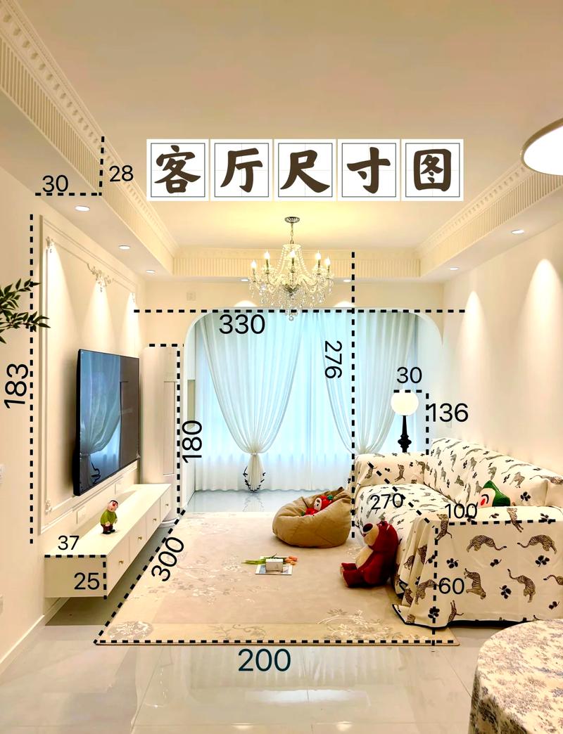 客厅沙发与电视墙距离测量示意图