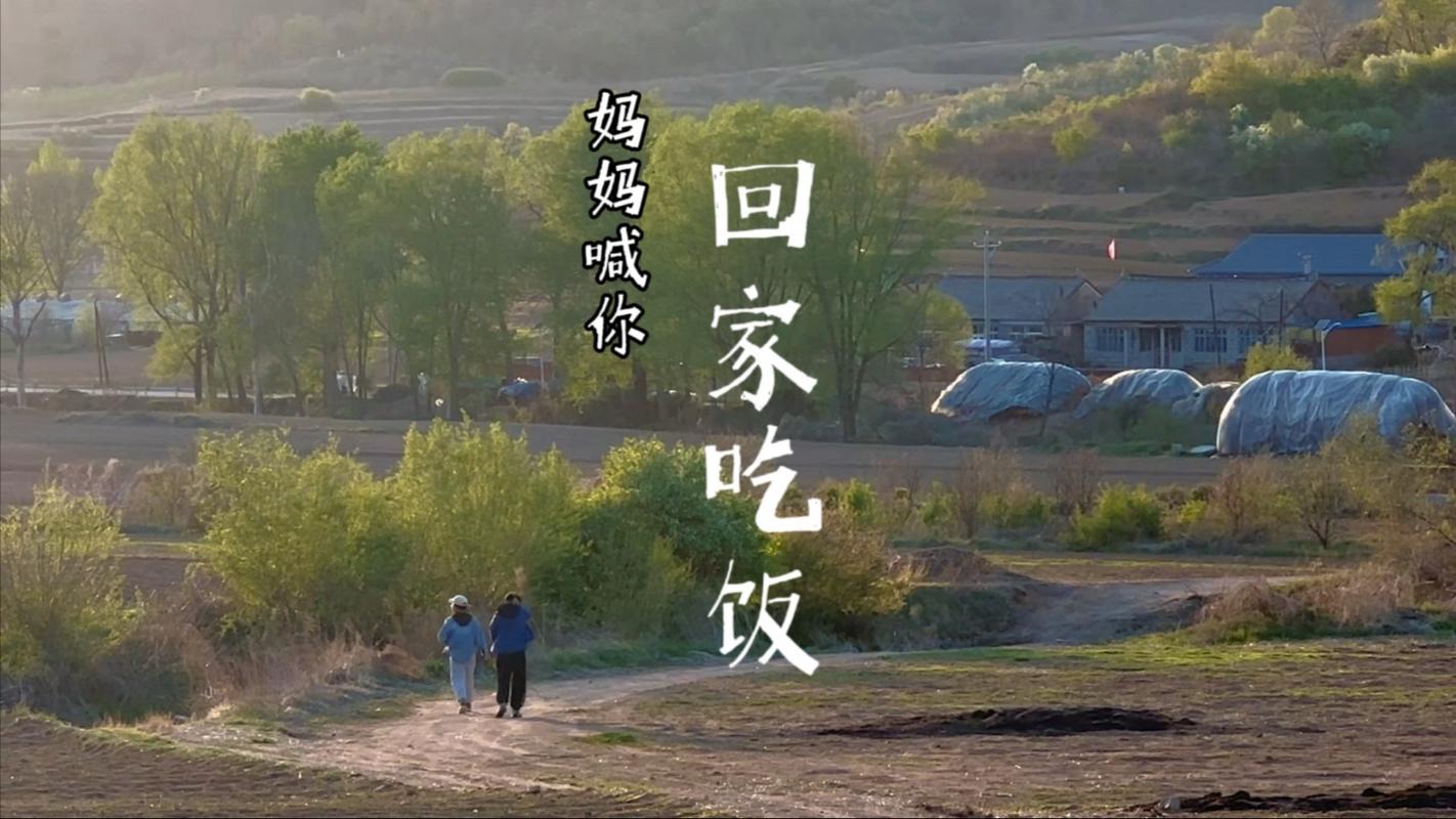 老人呼唤孩子乳名回家吃饭的乡村场景