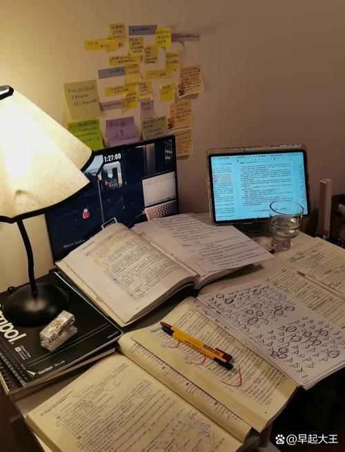 高中学生深夜在杂乱书桌前疯狂刷题