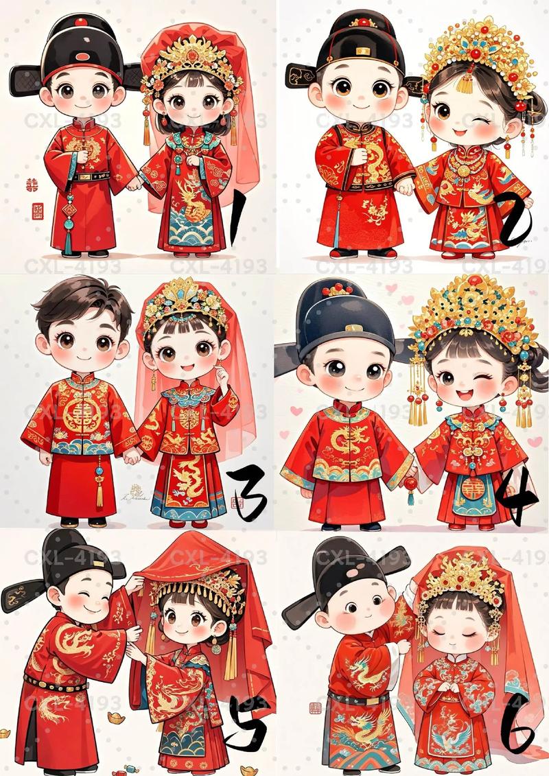 插画风定制婚礼喜帖 新郎新娘卡通形象