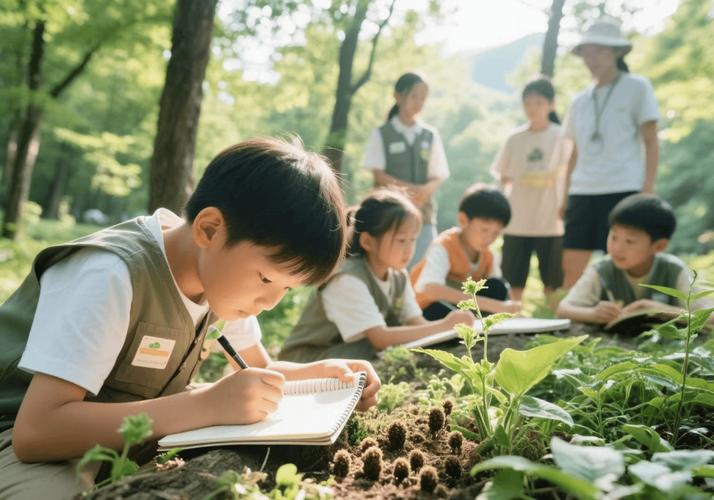 孩子户外探索学习解决问题