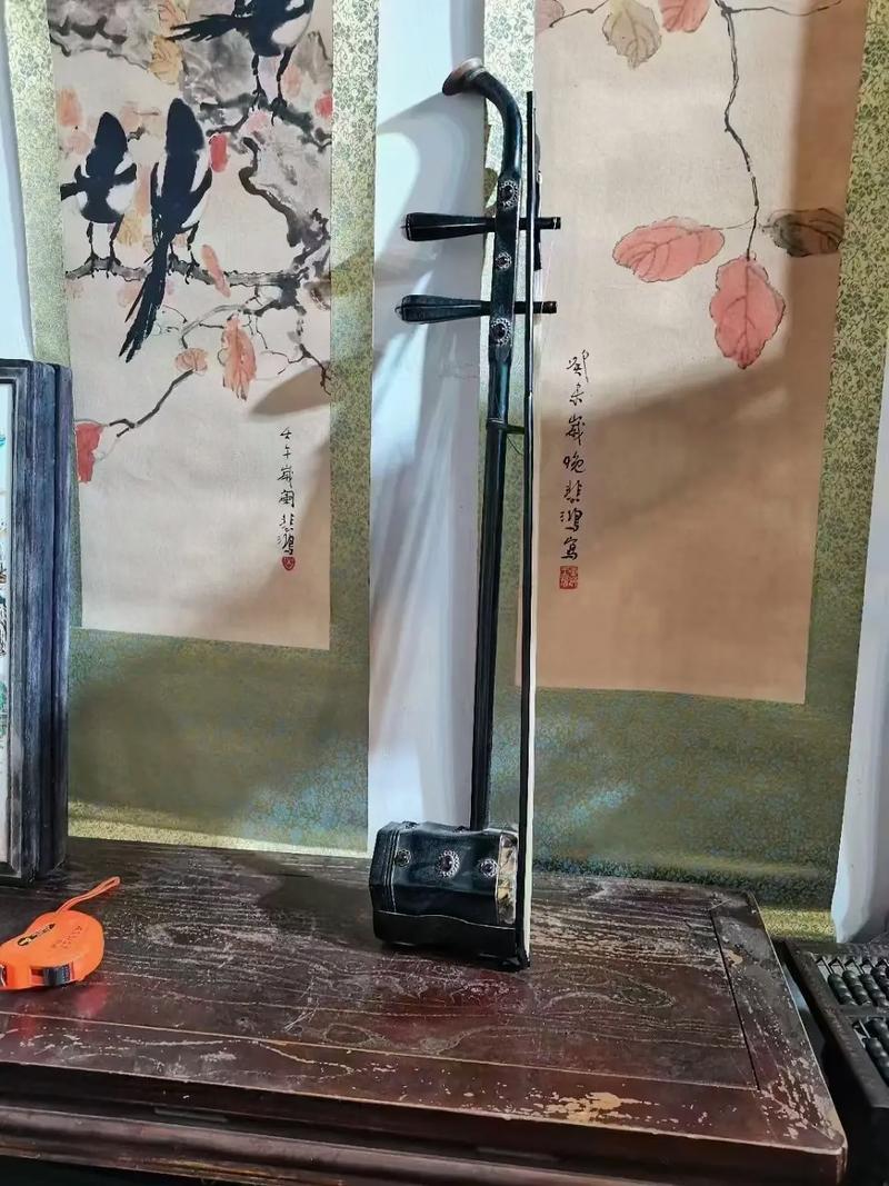 老客厅木茶几上放着二胡实拍
