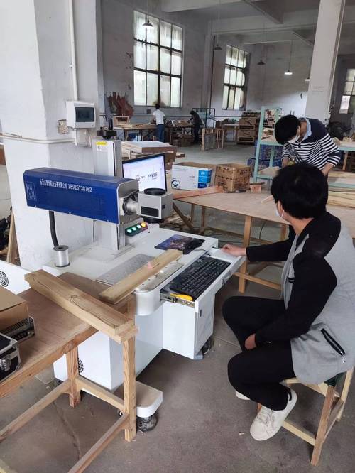 工厂流水线激光打标机作业实拍