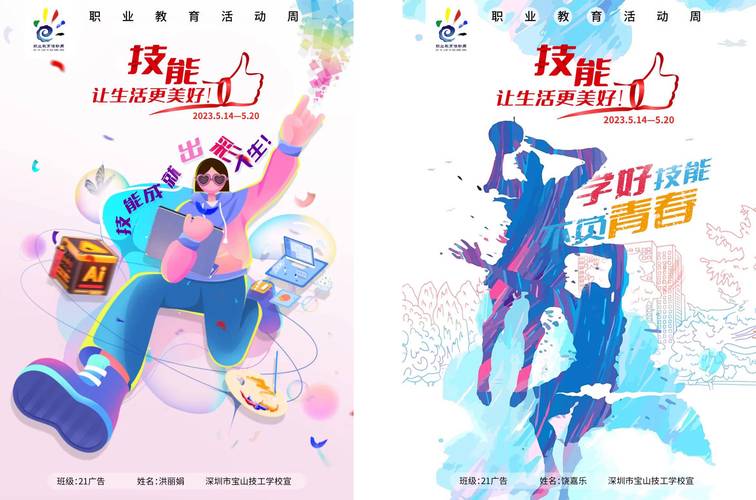 中学生职业技能成果展示海报