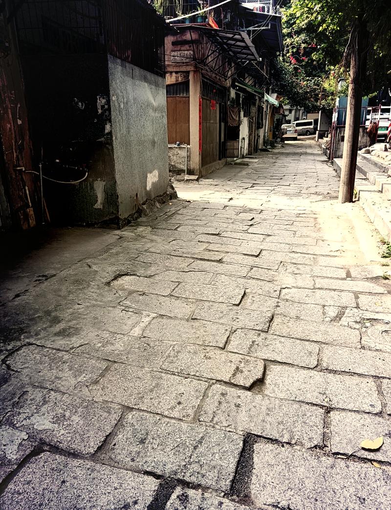 潮州古城石板路与树荫