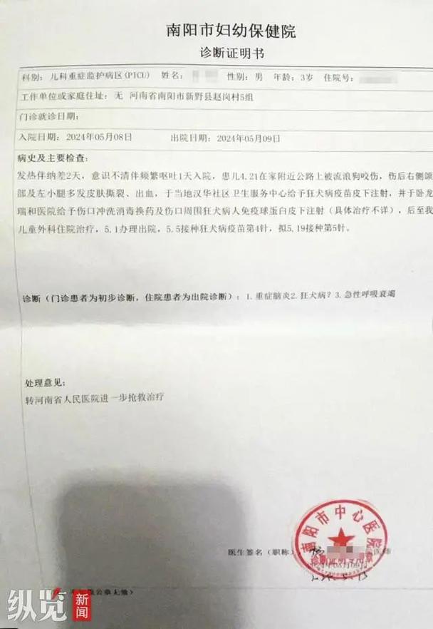 宠物咬伤就医诊断收费单据