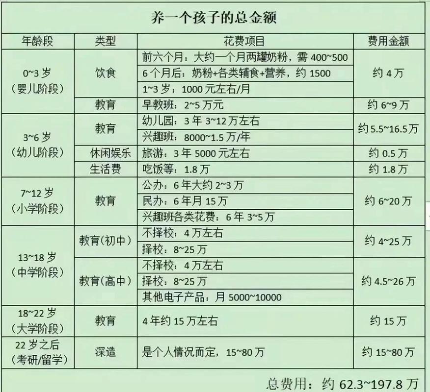 个人教育投资成本收益对比表