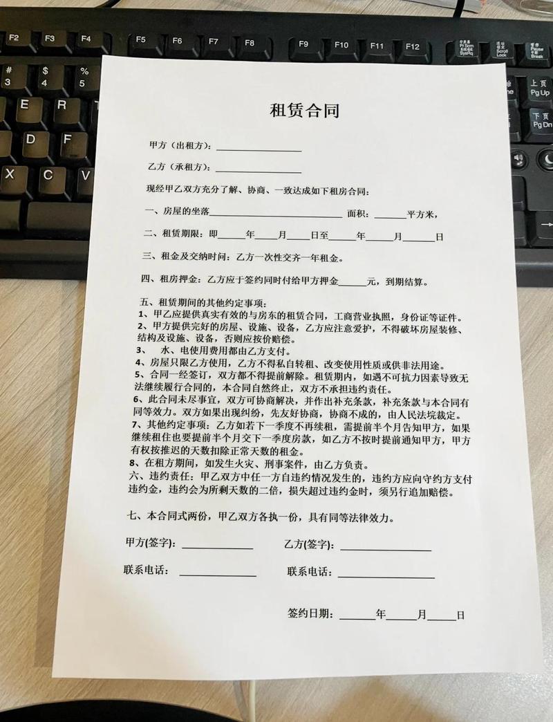房屋租赁合同手写签字特写照片