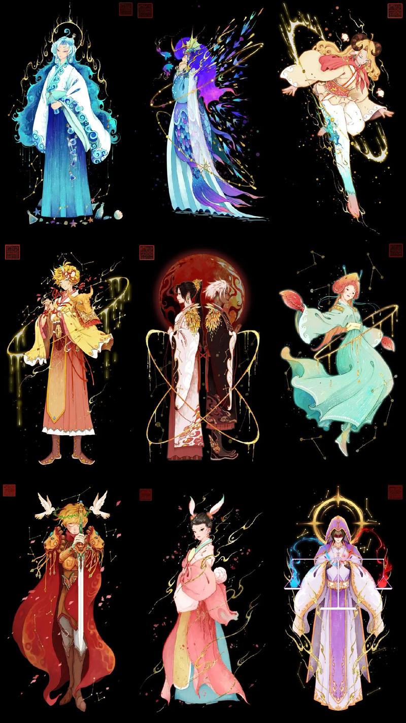 不同上升星座外貌气场对比插画