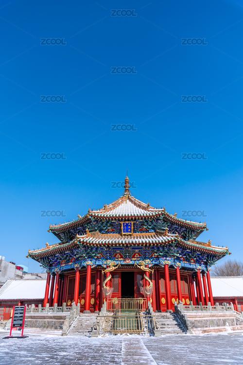 沈阳故宫大政殿冬季雪景