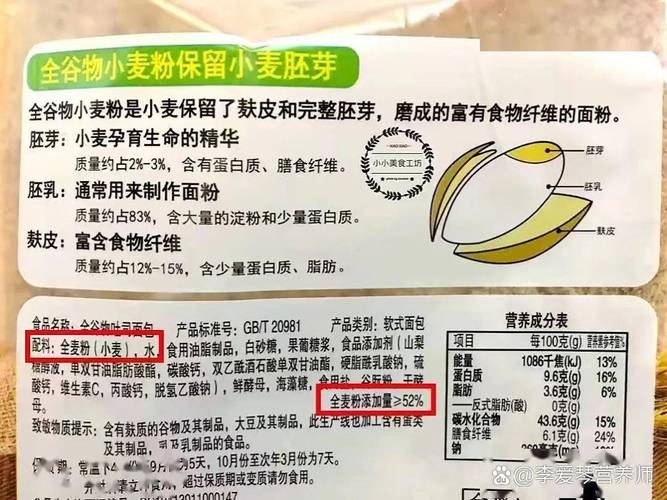 市售全谷物食品配料表对比图