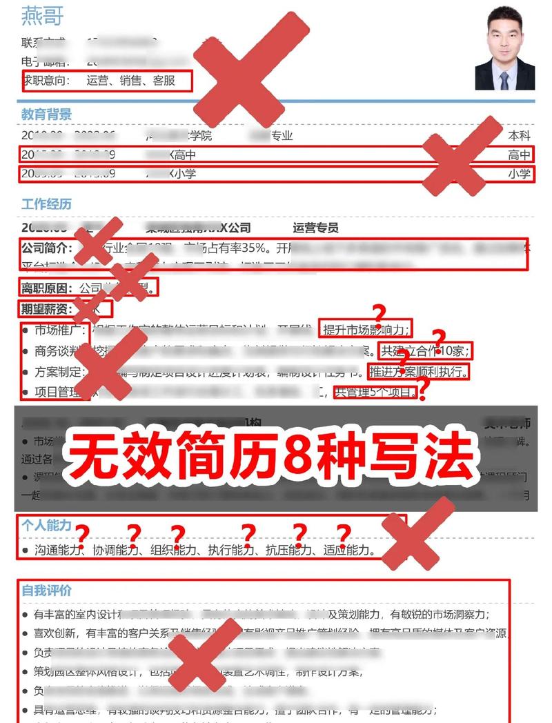 学生拿着一份花哨却无效的简历面试受挫