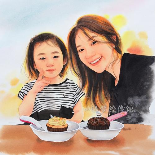 汽车总装线女工陪大女儿画水彩画亲子合照