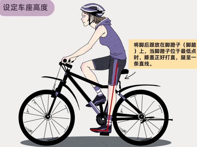 城市绿道休闲骑行自行车座高调整示意图