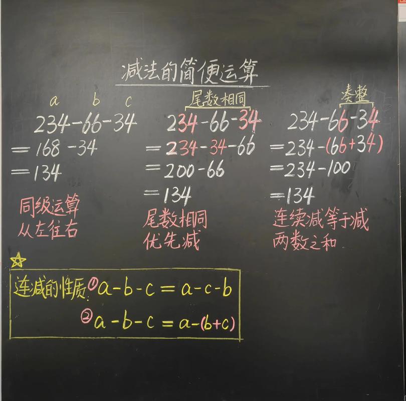 小学四年级数学减法性质板书