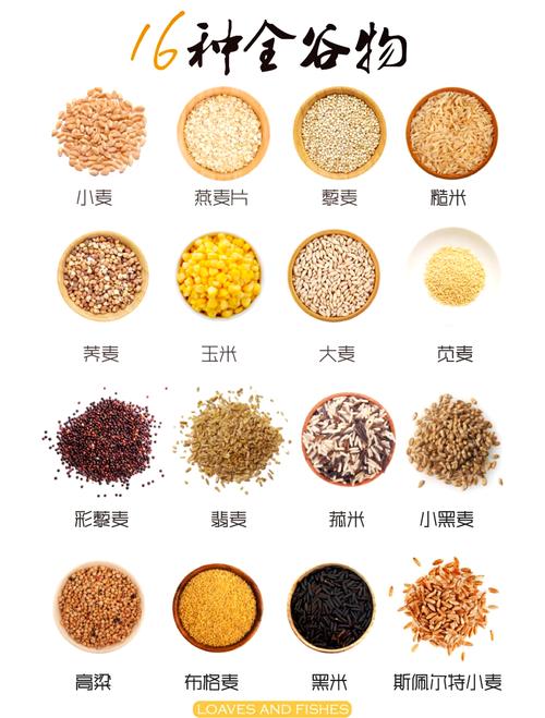 常见可食用全谷物种类实物图