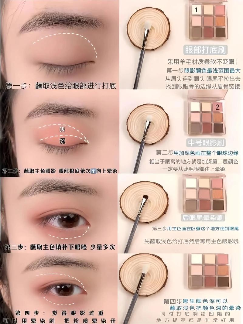 眼影晕染手法干净妆效教程