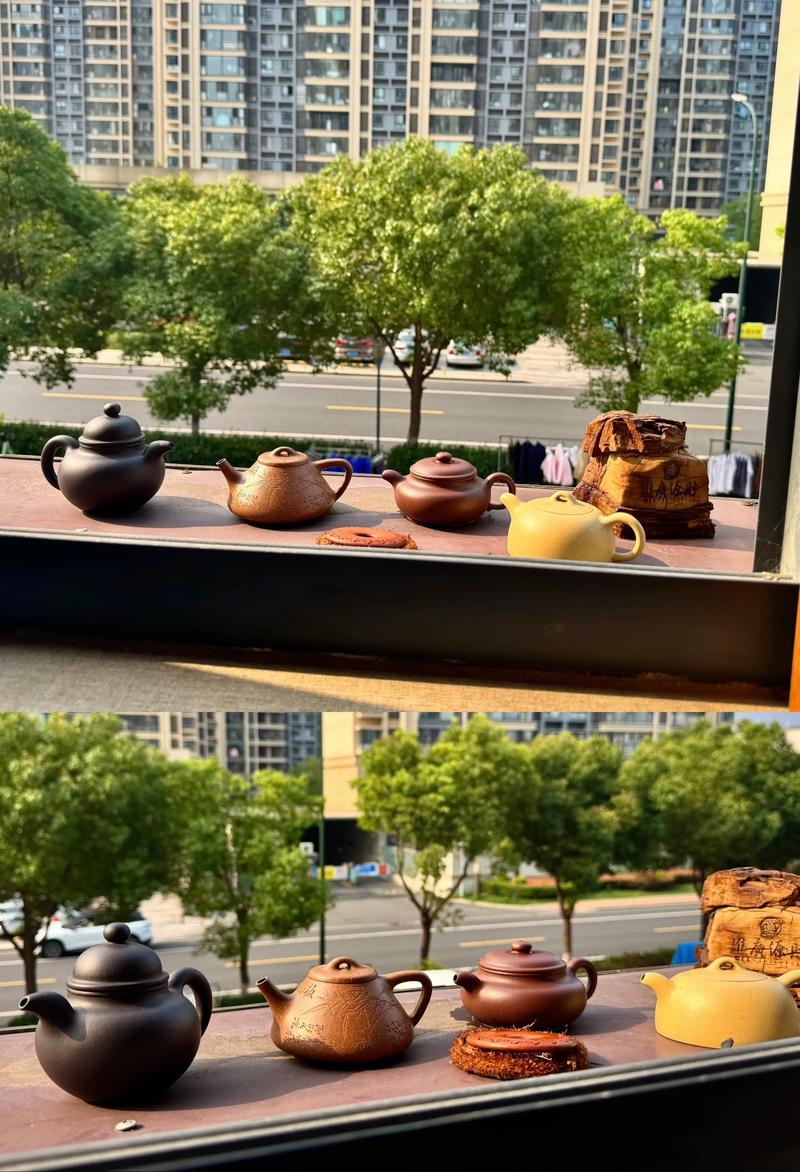 紫砂壶清洗后阴干摆放场景