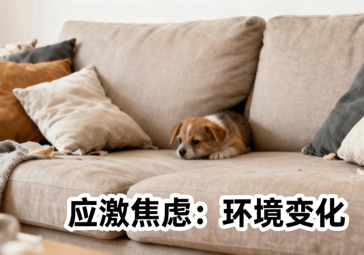 宠物应激反应躲在沙发底场景