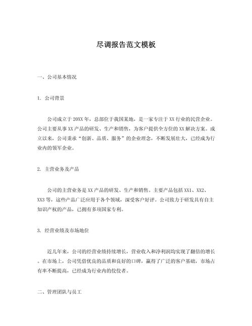公司法律顾问律所投融资尽调报告