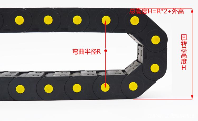 工业拖链安装弯曲半径测量示意图