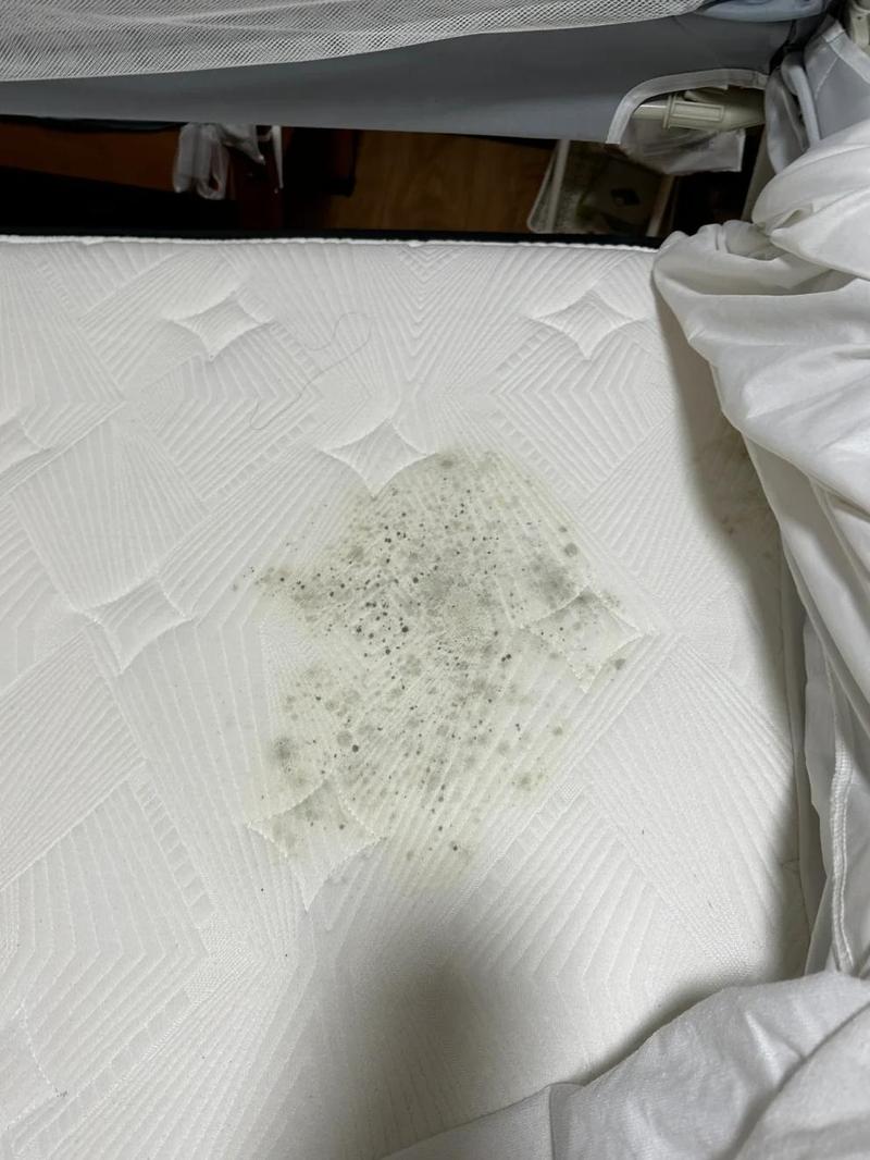 掀开床笠后床垫表面灰尘碎屑实拍