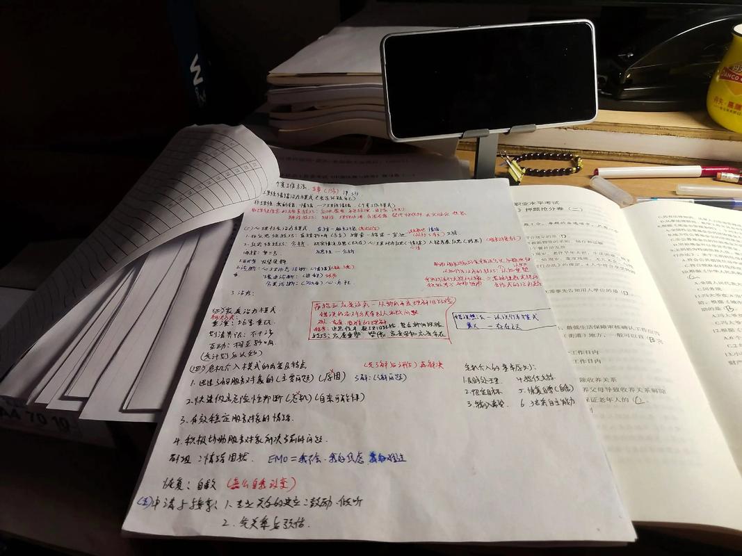 备考学生笔记潦草复习场景图