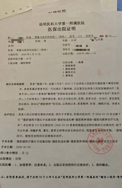 医院出院小结纸质样本