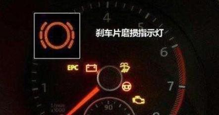 家用车仪表盘制动蹄片磨损报警灯实拍