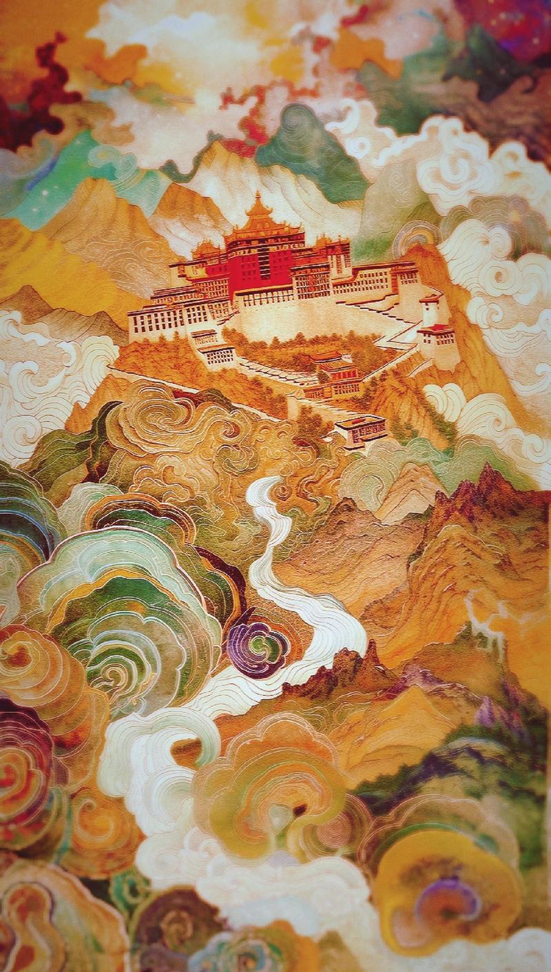 布达拉宫走廊清代彩绘壁画