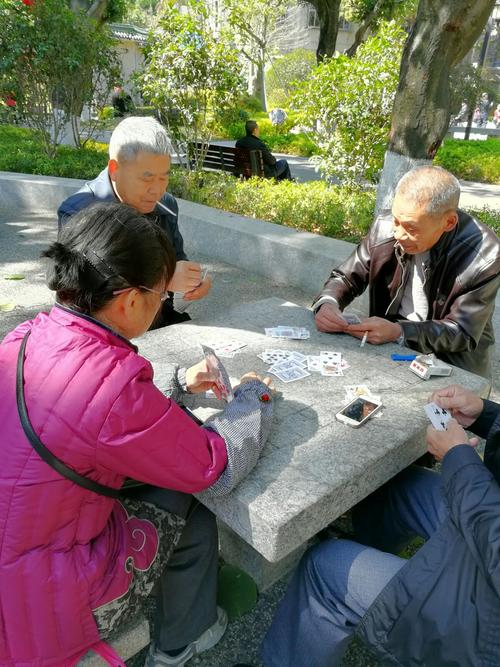 中山广场老人打扑克