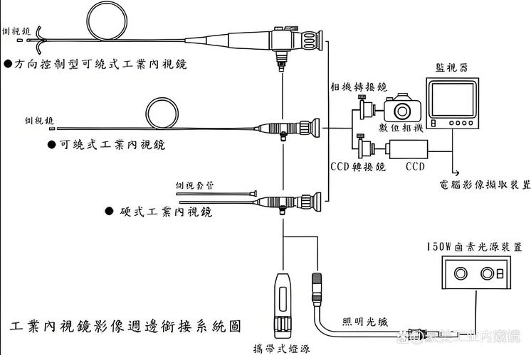 内窥镜镜头组与光纤束结构图