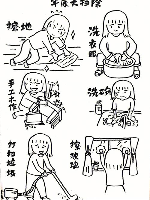全屋大扫除从上到下清洁顺序手绘图