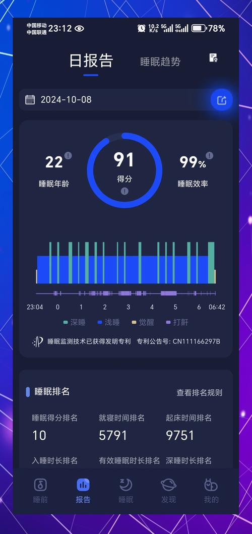 蜗牛睡眠App睡眠分析报告截图